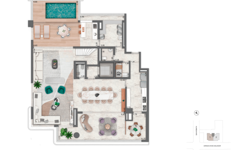 7334 - -Planta-Duplex-Inferior - -4-suítes - -444,00m² - -Torre-1 - -25°-e-26°-andar - -Final-01 - -R7