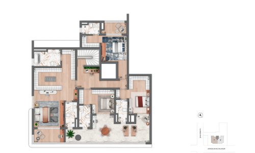 7334 - -Planta-Duplex-Superior - -4-suítes - -444,00m² - -Torre-1 - -25°-e-26°-andar - -Final-01 - -R07