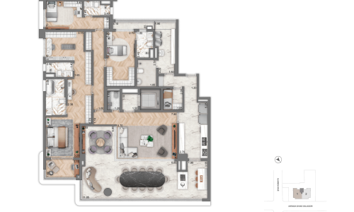 7334 - -Planta-Opção-4 - -4-suítes - -251,00m² - -Torre-1 - - 4º-ao-25º-Andar - - Final-01 - -R03